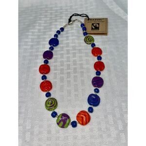 Kazuri Kenya Hand Crafted "Summer Day" Fair Trade Beaded Statement Necklace NWT